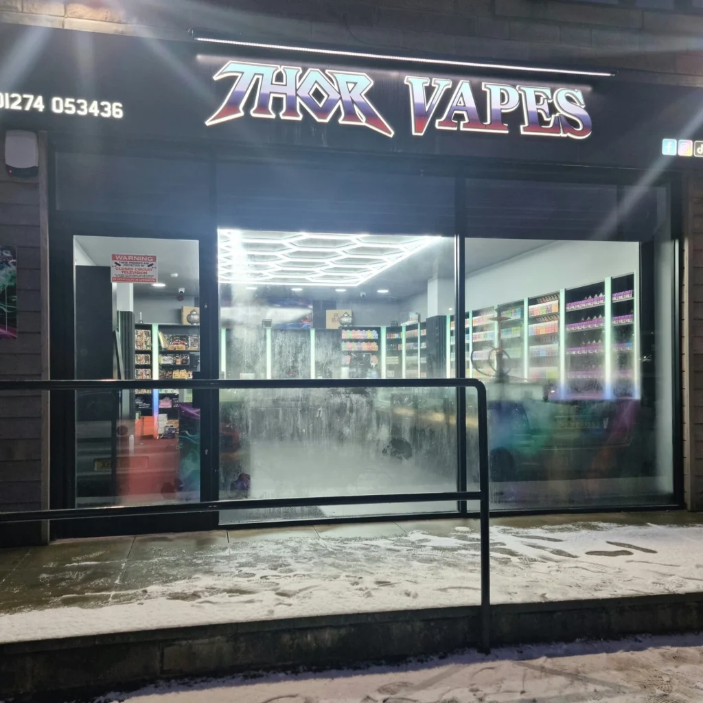 Photo of the Thor Vapes shop front on Halifax Road, Bradford