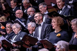 Bradford Festival Choral Society performing with Yorkshire Symphony Orchestra at St George's Hall in March 2024