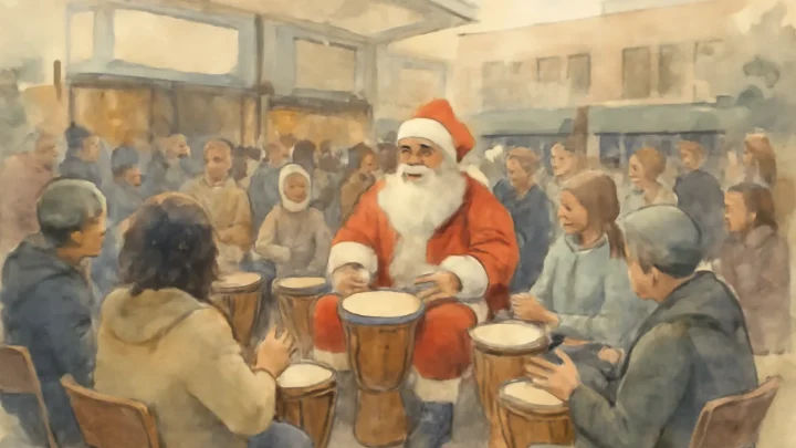 Festive Drumming Event with Santa at Darley Street Market