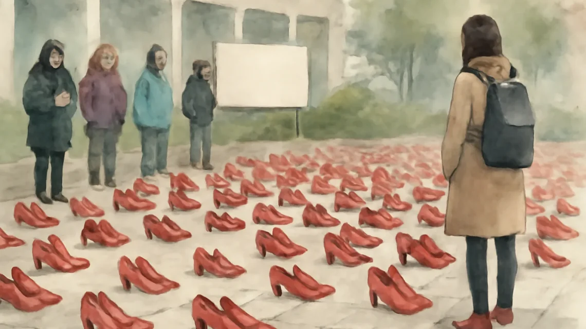 ESOL Learners Participate in Global Red Shoe Installation
