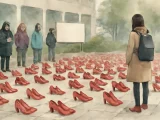 ESOL Learners Participate in Global Red Shoe Installation